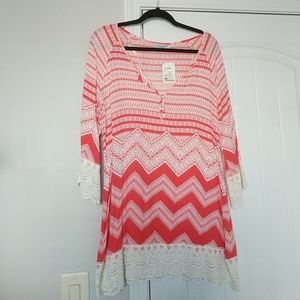 Solitaire Dark Orange and Wite Blouse